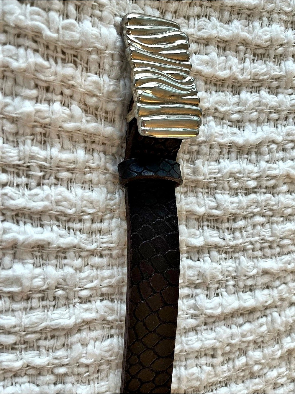 Heaven Mayhem Textured Buckle Belt in Espresso Like New